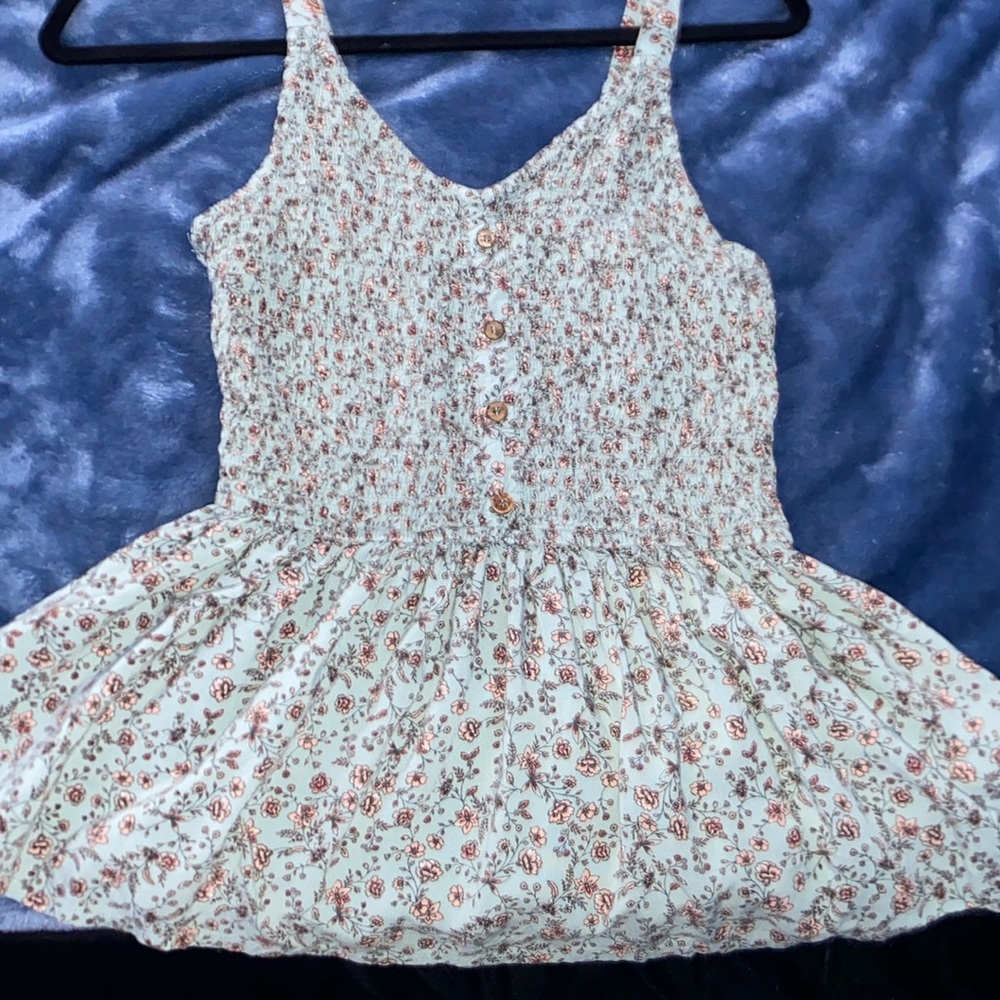 light blue with light pink flowers size medium